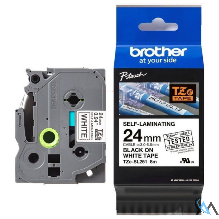 Original Brother TZE-SL251 DirectLabel schwarz auf weiss selbstlaminierend 24mm x 8m