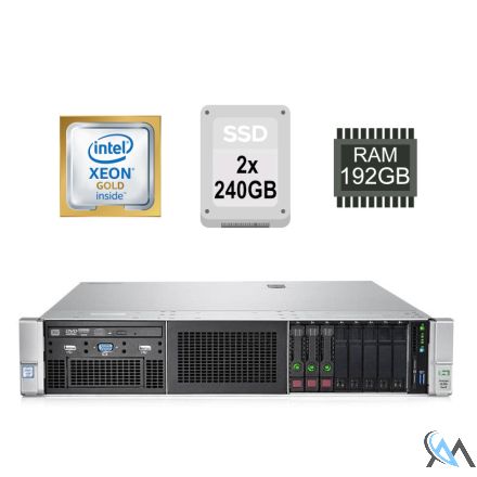 HP DL380 G10 iLO5 2x Xeon Gold 6126 2,6GHz 192 GB RAM 2 x 240 GB SSD Refurbished