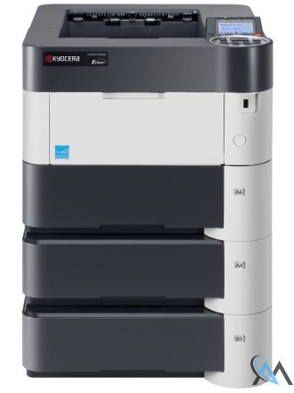 Kyocera Ecosys P3050dn DIN A4 S/W Laserdrucker refurbished mit 2x Zusatzpapierfach PF-320 mit unter 26.000 gedruckten Seiten mit gebrauchtem Toner 