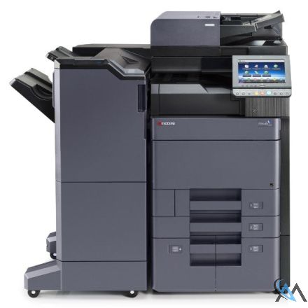Kyocera TASKalfa 2552ci Farbkopierer refurbished auf PF-7110 mit DP-7110 mit Finisher DF-7110 Tacker Locher mit 78.849 gedruckten Seiten mit gebrauchtem Tonersatz B:10% C: 55% M: 45% Y: 25%