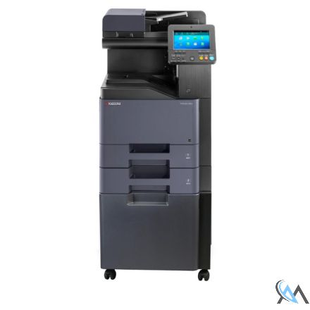 KYOCERA TASKalfa 408ci mit DP-5120 Farb- Multifunktionsgerät refurbished mit DP-5120 auf Unterschrank CB-5110H mit PF-5120 mit gebrauchtem Tonersatz