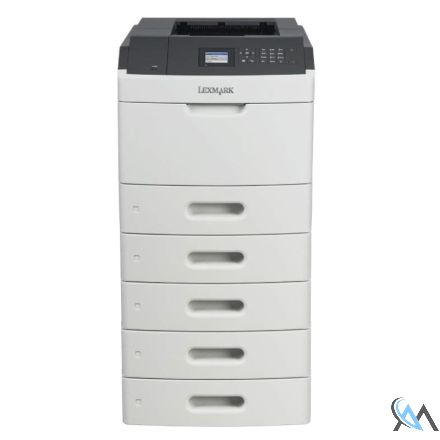 Lexmark MS810DN Laserdrucker refurbished S/W 40G0130 mit 4x Zusatzpapierfach 40G0802 550 Blatt mit 89.442 gedruckten Seiten mit gebrauchtem Toner 35% Trommel 55% Wartungskit 55% 