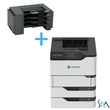 Lexmark MS822de Laserdrucker refurbished mit Zusatzpapierfach 50G0800 und Mailbox 50G0852 mit gebrauchtem Toner