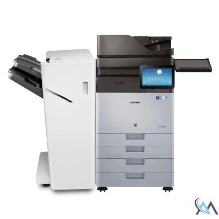 Samsung MultiXpress X7400GX DIN A3 Farbkopierer refurbished auf Papierfach A3 SL-PFP501D 2 x 520 mit ADF Dualscan HP Finisher Y1G18A mit gebrauchtem Tonersatz 