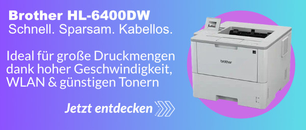 Brother HL-6400DW – Schnell. Sparsam. Kabellos.